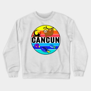 Cancun Mexico Tropical Beach Toucan Fish Sloth Travel Vacation Crewneck Sweatshirt